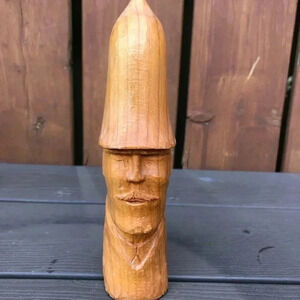 Hand Carved Wooden  Bust